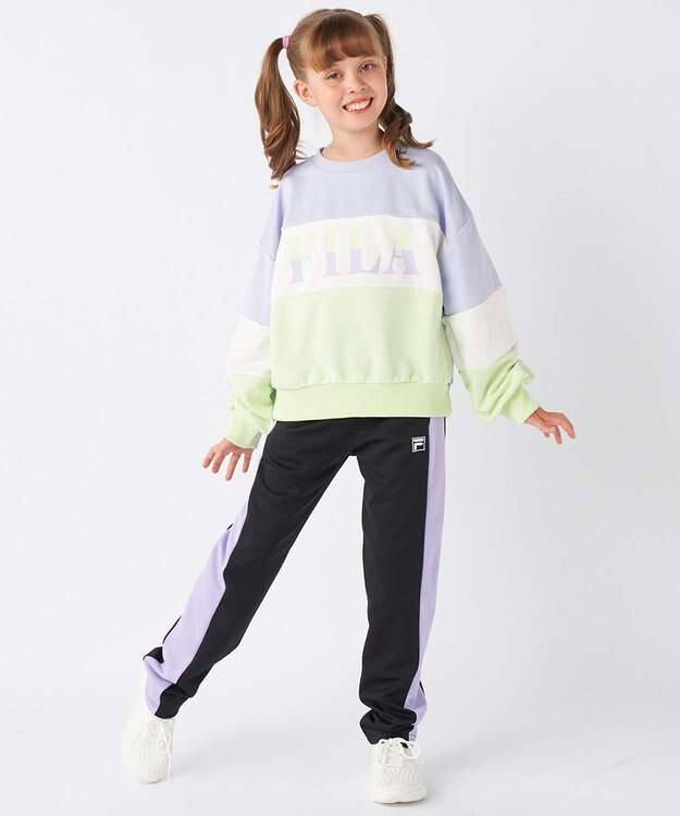 OP／FILA 【FILA】パステルカラークルーネックスウェット/キッズ サックス