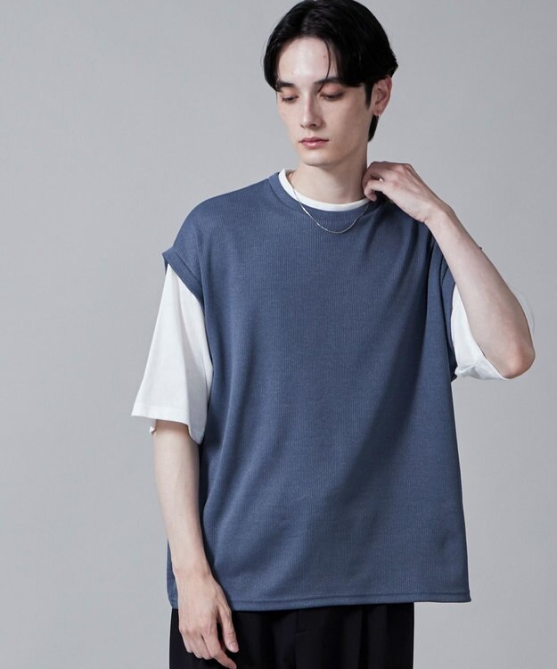 WEGO フェイクレイヤードベストT（S） ネイビー