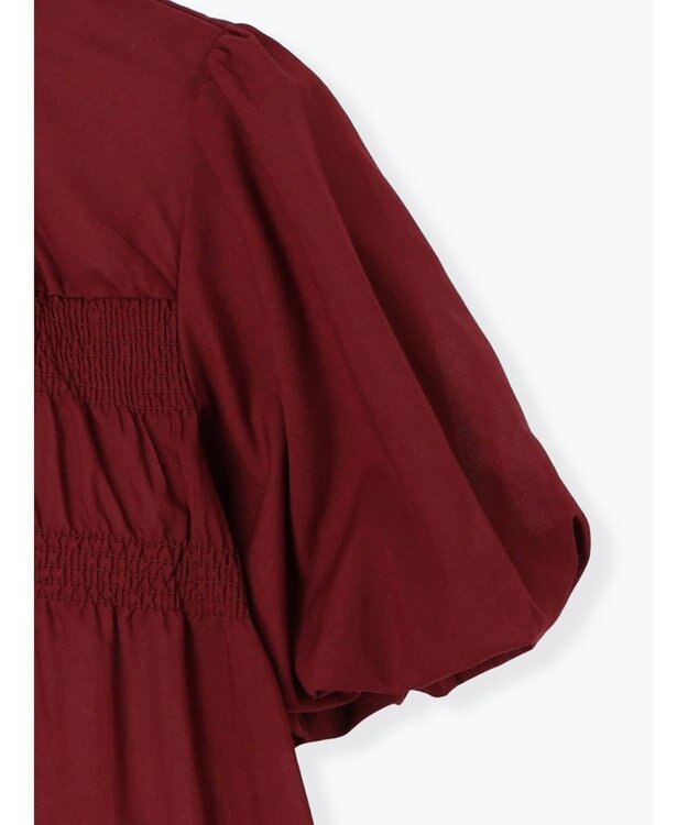 Te chichi スタンドフリル5分袖シャーリングブラウス ボルドー