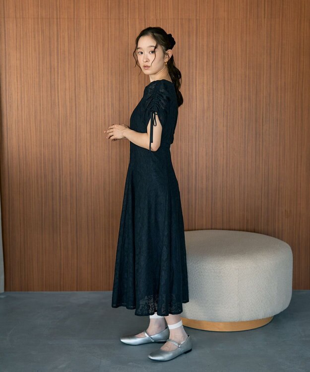 earth music&ecology パネル切り替えレースワンピース Black