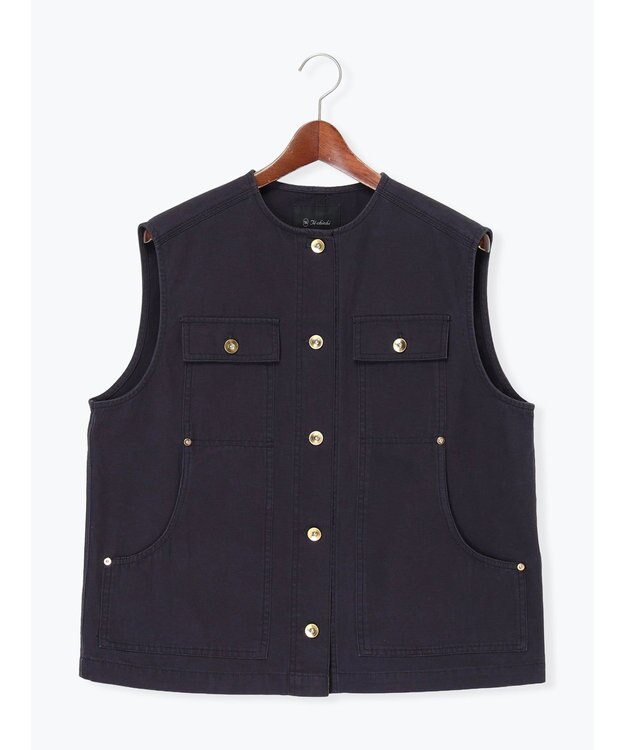 Te chichi ノーカラーワークベスト ネイビー