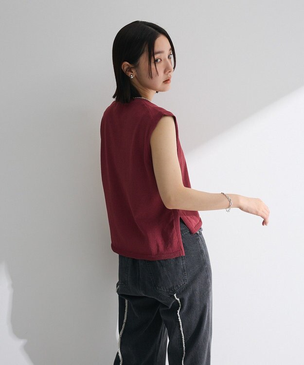 Green Parks ・Ｐｅｔｉｔ　Ｆｌｅｕｒ　ノースリリネンライクニット Bordeaux