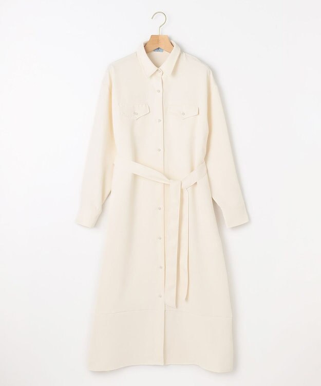 組曲 S 【サッシュベルト付き】パールボタンシャツワンピース アイボリー系