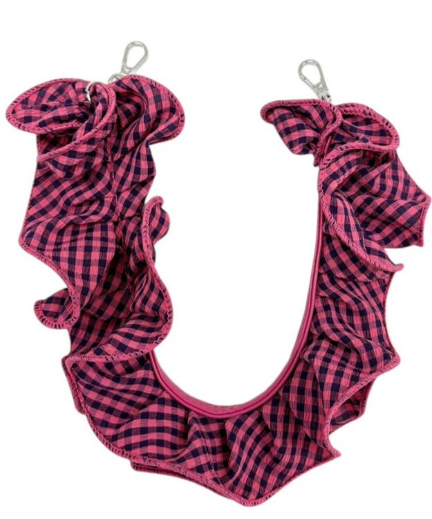 WEGO ギンガムフリルハンドストラップ ピンク