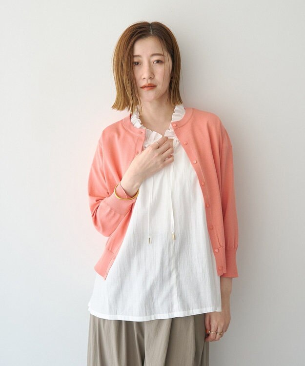 YECCA VECCA 【マシンウォッシャブル】カーディガン② Salmon Pink