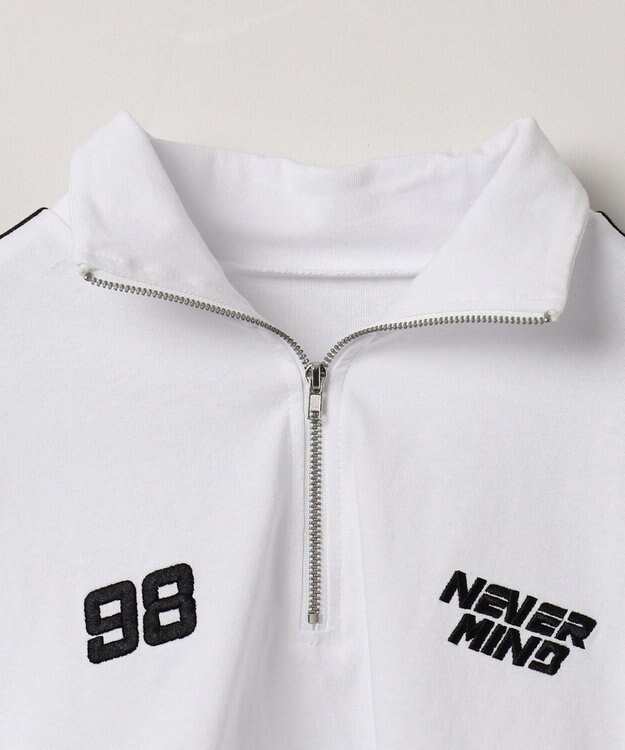 WEGO 刺繍ハーフジップT ホワイト