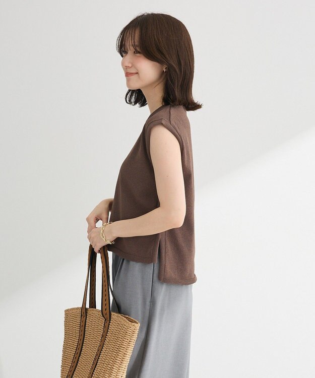 Green Parks ・Ｐｅｔｉｔ　Ｆｌｅｕｒ　ノースリリネンライクニット Charcoal Gray