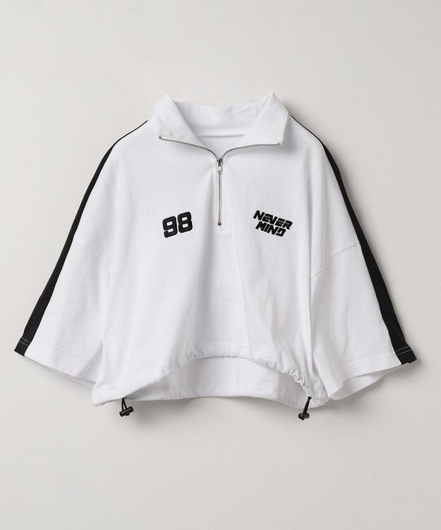 WEGO 刺繍ハーフジップT ホワイト