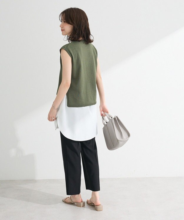 Green Parks ・Ｐｅｔｉｔ　Ｆｌｅｕｒ　ノースリリネンライクニット Khaki