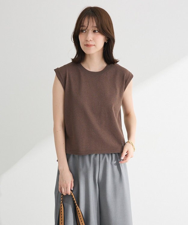 Green Parks ・Ｐｅｔｉｔ　Ｆｌｅｕｒ　ノースリリネンライクニット Charcoal Gray
