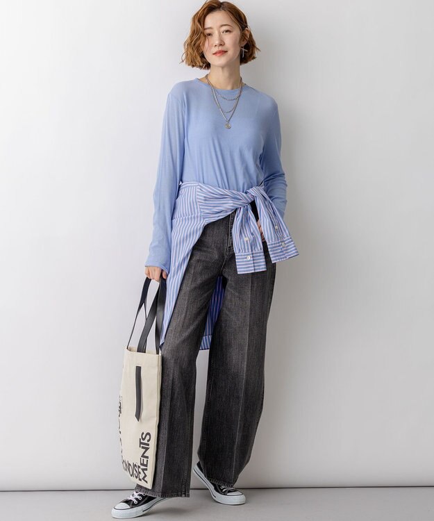 23区 【一部先行予約/VERY掲載】CANCLINI シャーティング ベーシックシャツ ブルー系