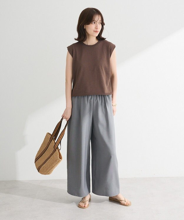 Green Parks ・Ｐｅｔｉｔ　Ｆｌｅｕｒ　ノースリリネンライクニット Charcoal Gray