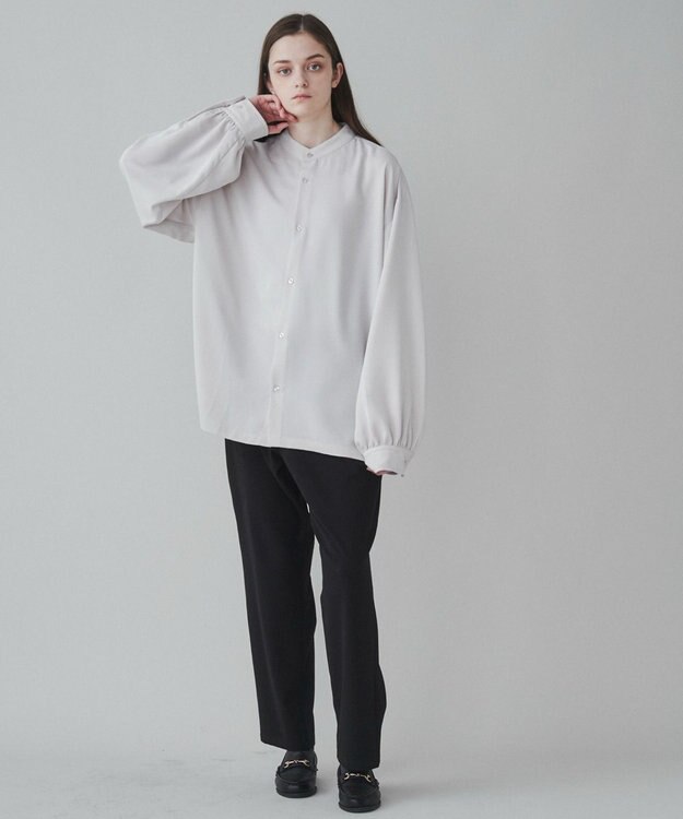 WEGO トロミBIGバンドカラーシャツ ライトベージュ