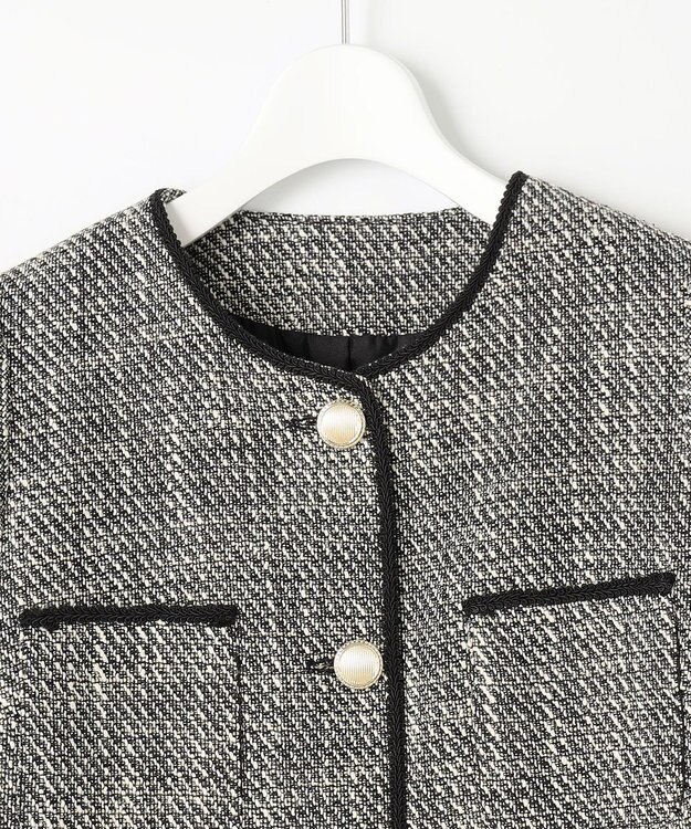 Feroux 【セットアップ対応】ツイード ジャケット ブラック系2