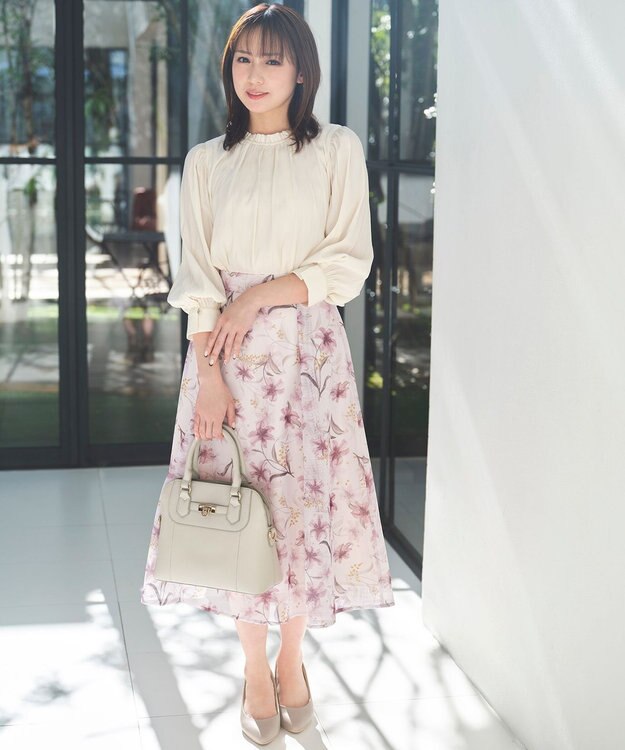 ANY SIS S 【低身長企画】フェミニンギャザー ブラウス アイボリー