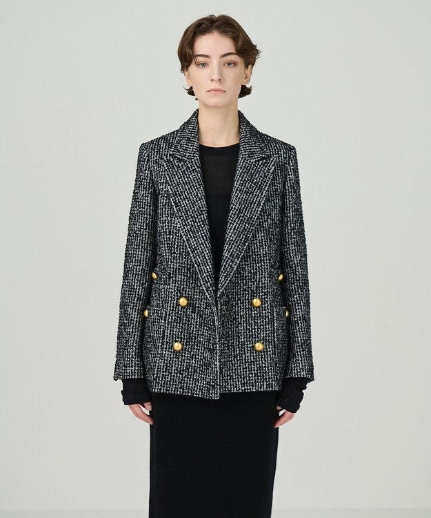 GRACE CONTINENTAL ラメループツイードジャケット ブラック