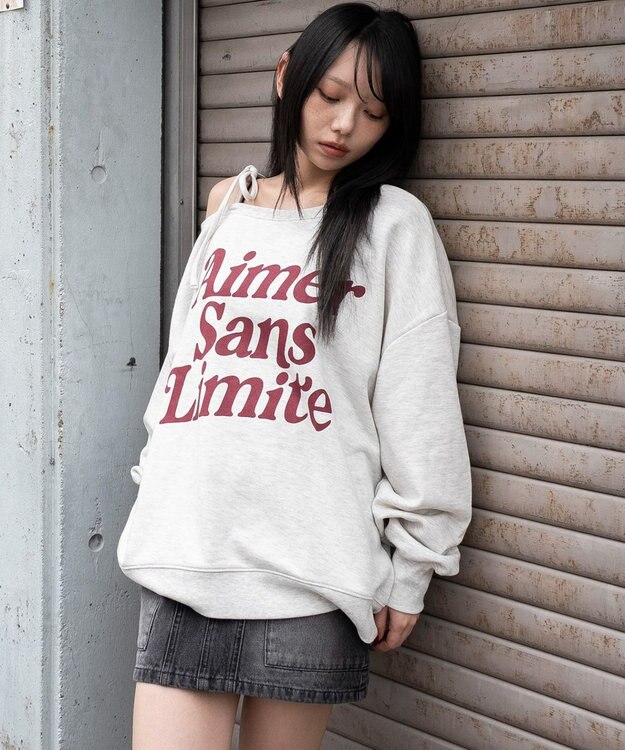 WEGO 【25年秋冬新作】2WAYグラフィックワンショルBIGスウェット 柄6