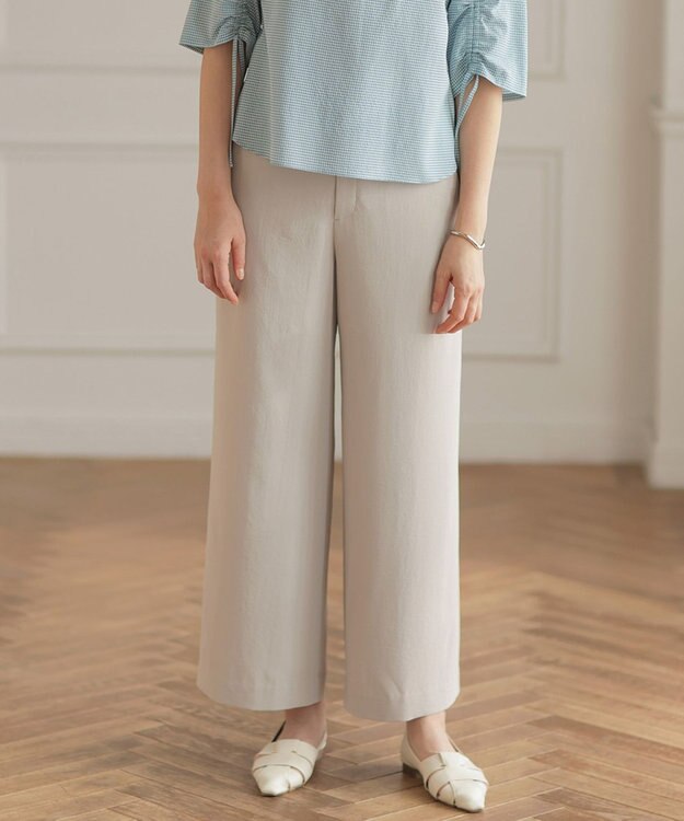 J.PRESS LADIES L 【セットアップ対応】Light ジョーゼット ワイド イージーパンツ ベージュ系