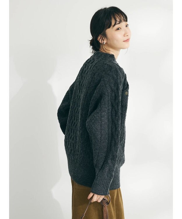 CRAFT STANDARD BOUTIQUE ラグランケーブルニットプルオーバー　 Dark Gray Mixture