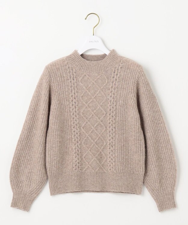 ANY SIS S 【低身長企画】ケーブルコンパクト ニット ライトモカ