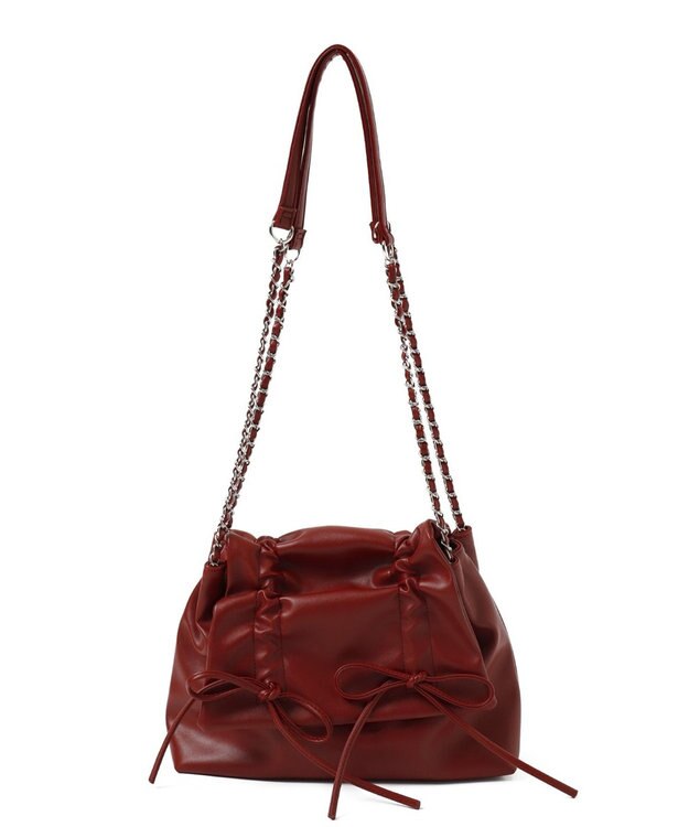 WEGO ギャザーリボンフラップバッグ レッド