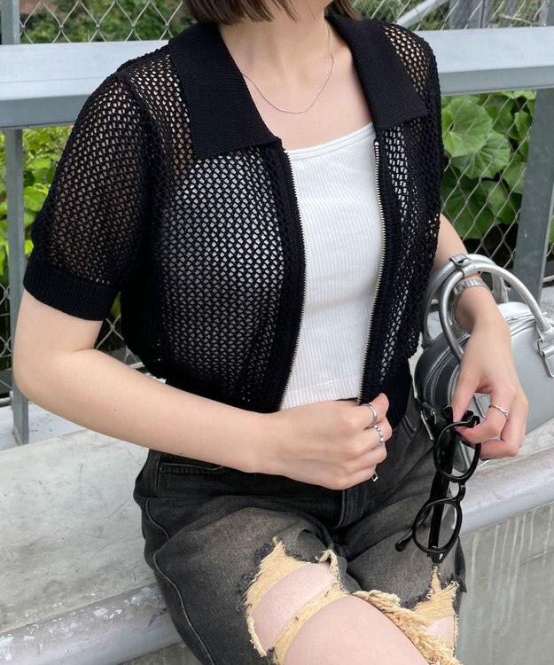 WEGO WZIPニットカーデ ブラック