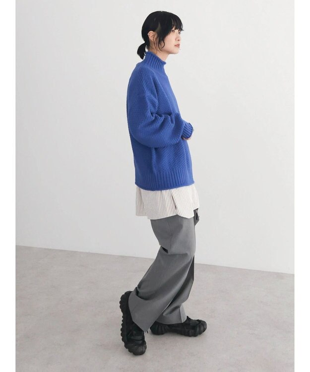 Green Parks 洗える　カノコ編みニットプルオーバー Blue