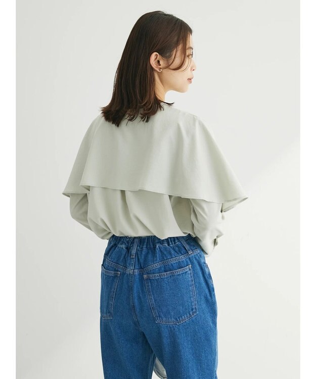 Green Parks ケープ風ブラウス Light Green