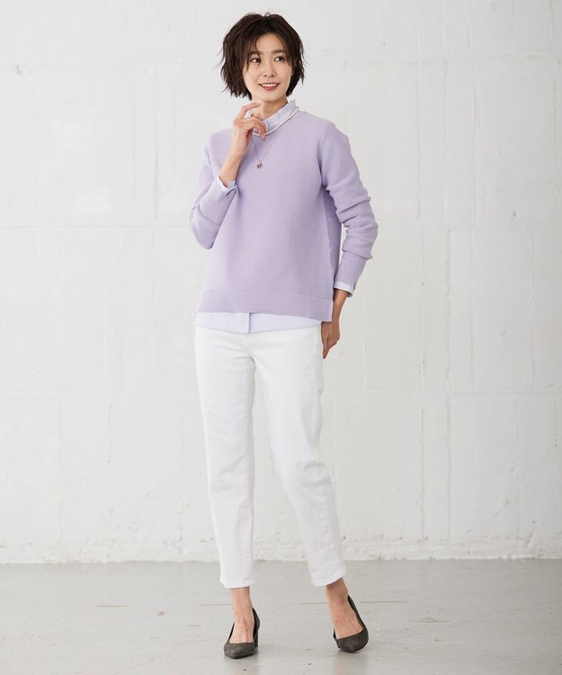 J.PRESS LADIES 【洗える】 ハウストンオーガニック ニット ふじ色系