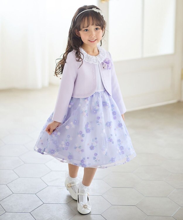 ANY KIDS ノーカラー ボレロジャケット ラベンダー