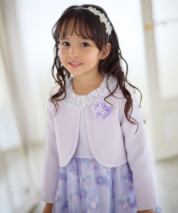 ANY KIDS ノーカラー ボレロジャケット ラベンダー