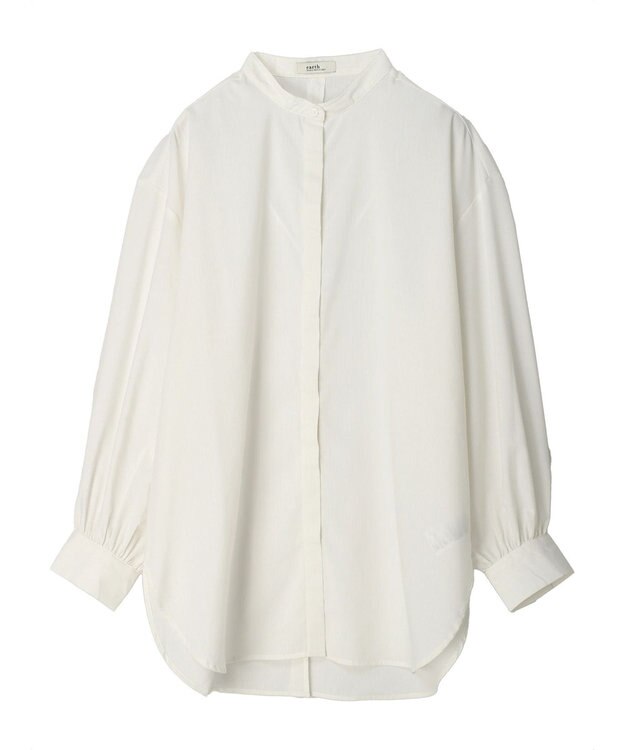 earth music&ecology バンドカラーストライプシャツ Cream