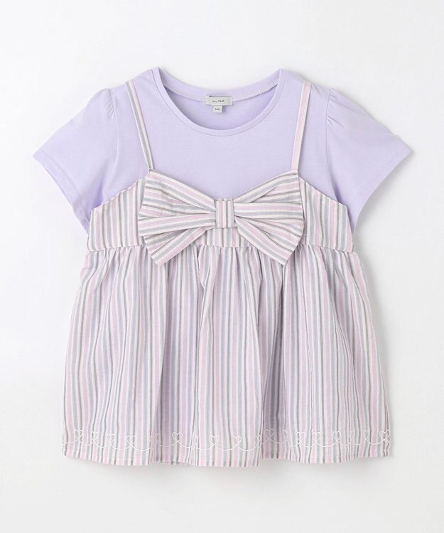 ANY KIDS キャミソール ドッキングTシャツ ラベンダーストライプ