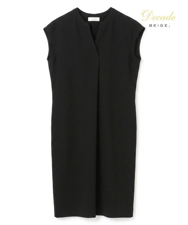 BEIGE， 【セットアップ対応】CINDY / 配色ネック フレンチドレス Black x Black