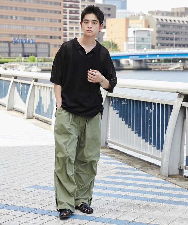 WEGO メッシュポロニットプルオーバー（S） ブラック