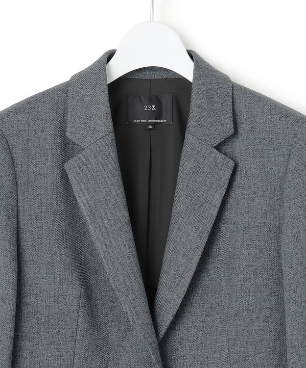 23区 【洗える】ウールライクカルゼ  テーラードジャケット グレー系