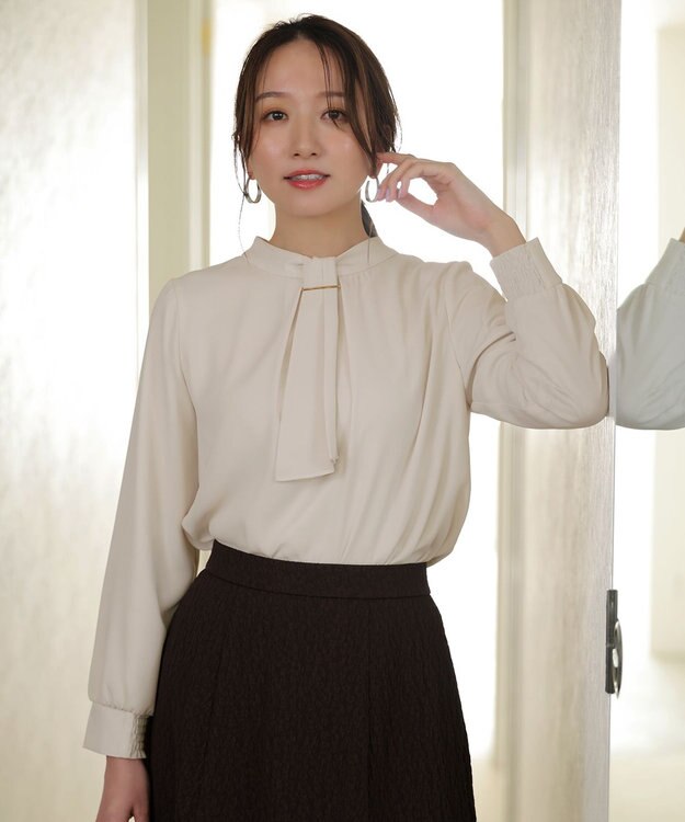 ANY SIS L 【4WAY・裏起毛】エニポカ ボウタイ ブラウス アイボリー