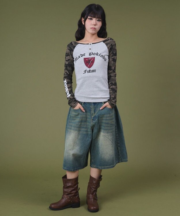 WEGO バギーハーフデニム デニム中濃色