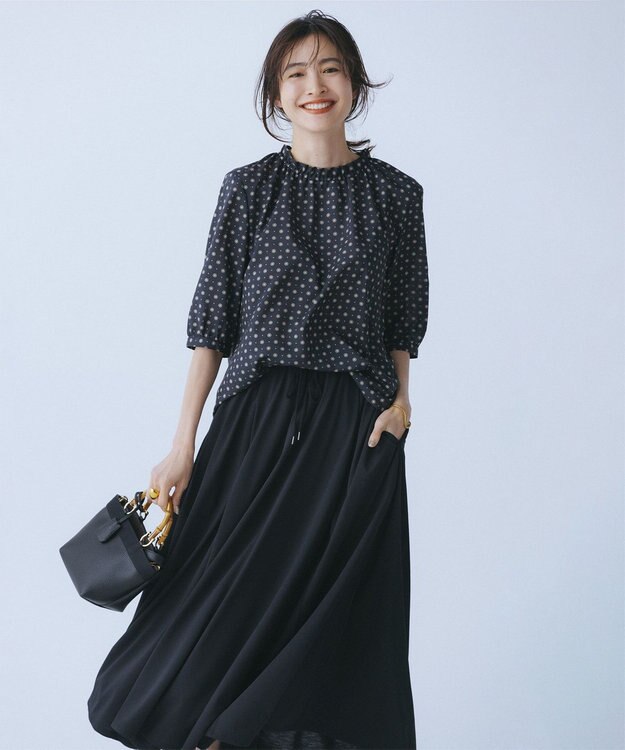 J.PRESS LADIES 【洗える】ジオメトリックプリント ブラウス ネイビー系5