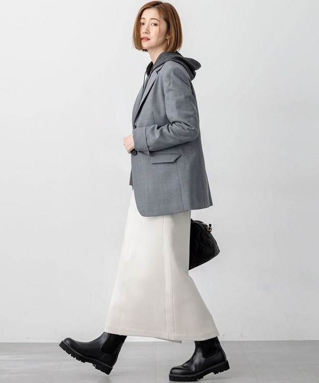 23区 S 【洗える】コットンエアーダンボール Iライン スカート ベージュ系