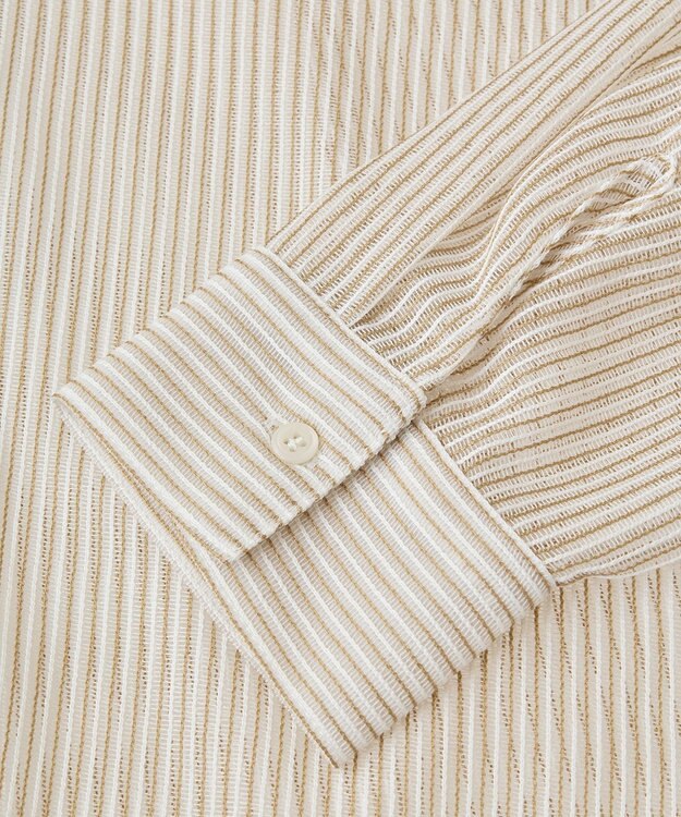 earth music&ecology メッシュストライプショートシャツ Beige