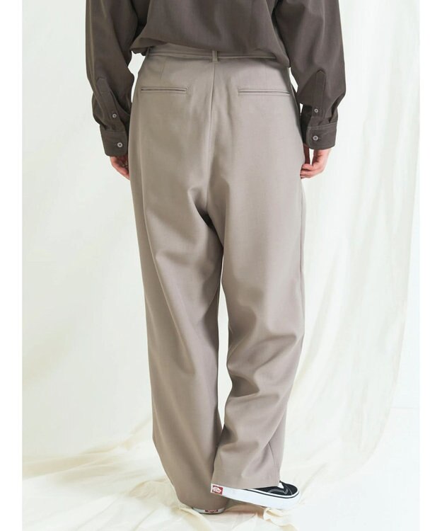 CRAFT STANDARD BOUTIQUE ポリエステルツイルベルテッドパンツ Gray Beige