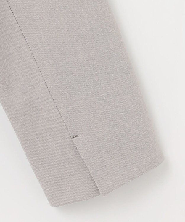 自由区 【セットアップ対応・洗える】ウールブレンドセットアップノーカラー ジャケット ライトグレー系