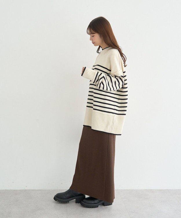 earth music&ecology セルフカットテレコナロースカート Brown