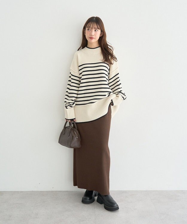 earth music&ecology セルフカットテレコナロースカート Brown