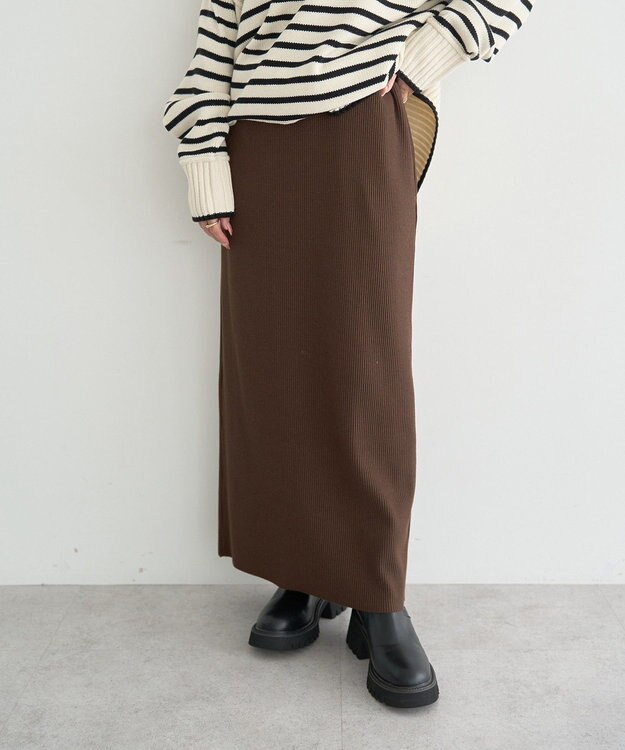 earth music&ecology セルフカットテレコナロースカート Brown