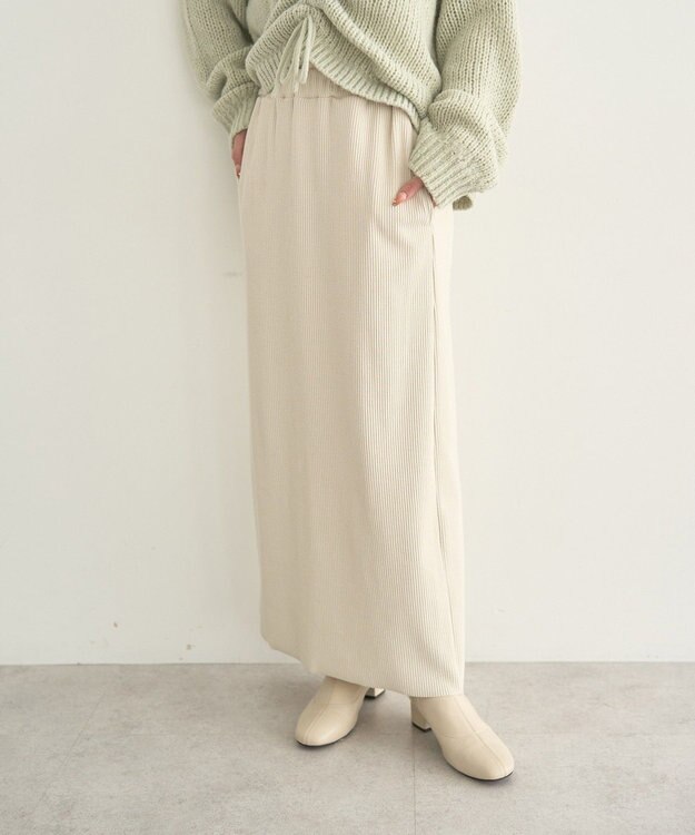 earth music&ecology セルフカットテレコナロースカート Light Beige