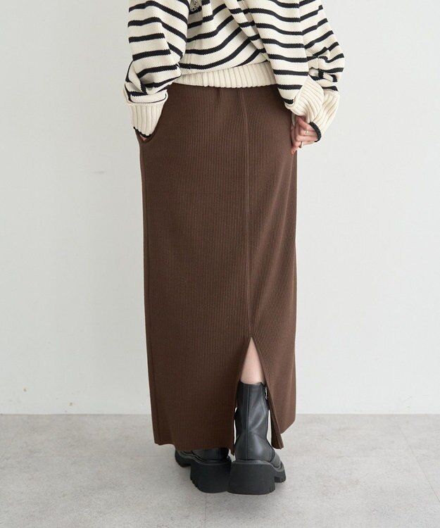 earth music&ecology セルフカットテレコナロースカート Brown