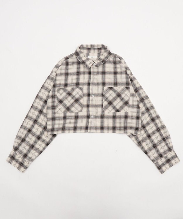 WEGO チェックショートネルシャツ ホワイトアイボリー