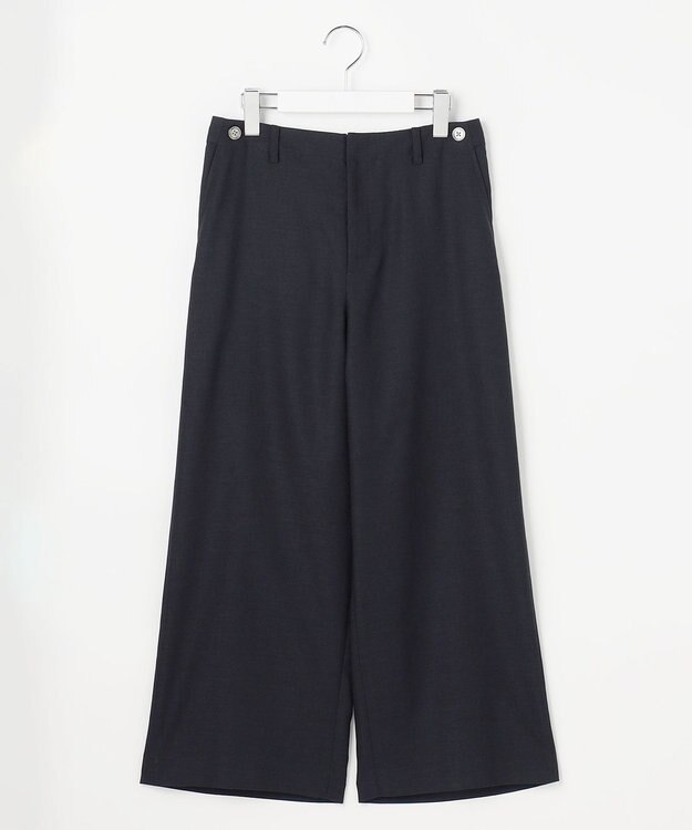 J.PRESS LADIES L FLAXASAオックス ワイド ストレート パンツ ネイビー系